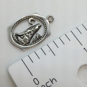 Sterling Silver Wolf & Moon Pendant